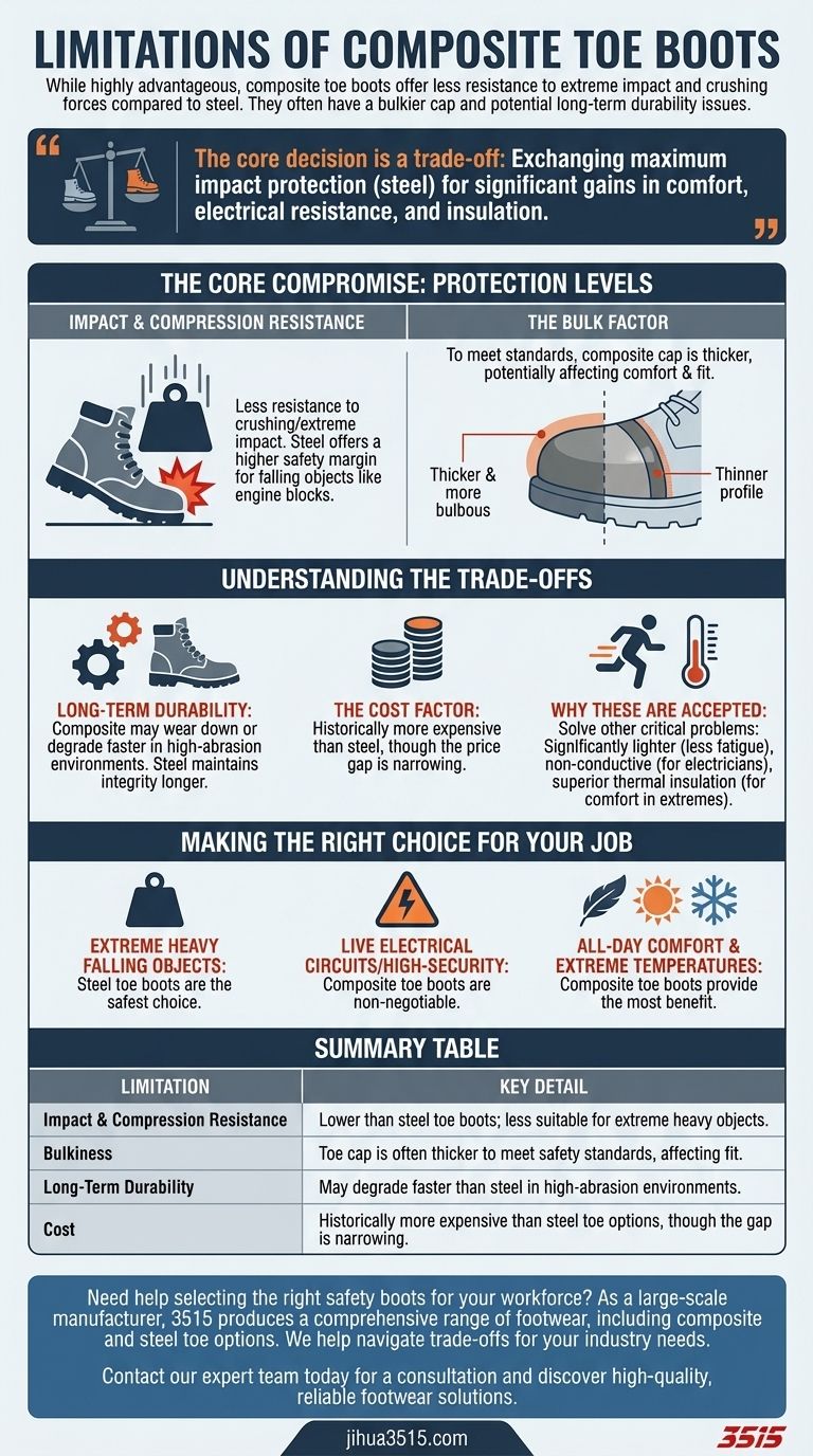 Quali sono i limiti degli scarponi con punta composita? Una guida ai compromessi di sicurezza Guida Visiva