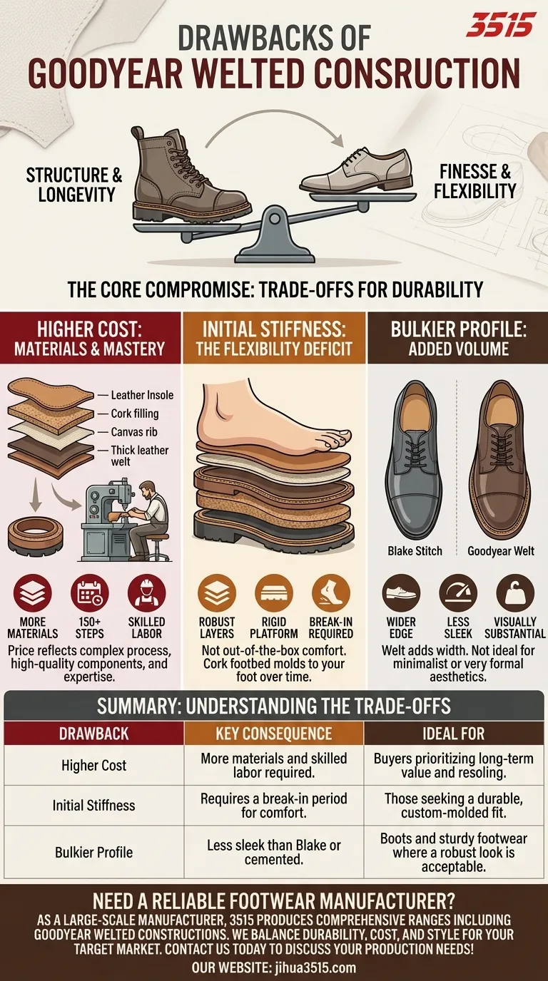 Quels sont les inconvénients de la construction Goodyear Welt ? Les compromis clés en matière de durabilité et de confort Guide Visuel