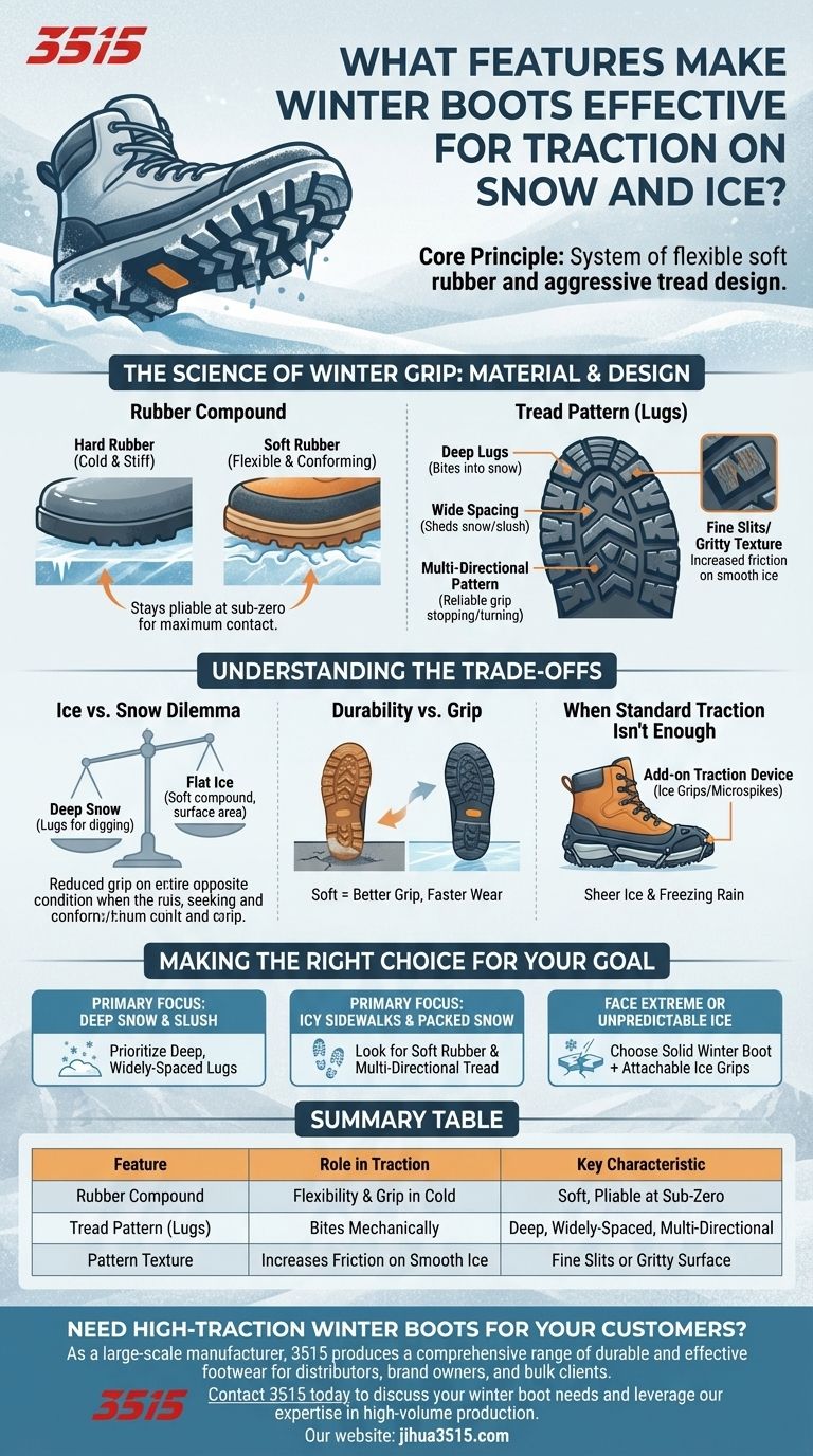 ¿Qué características hacen que las botas de invierno sean efectivas para la tracción en nieve y hielo? Domina los viajes seguros en invierno Guía Visual