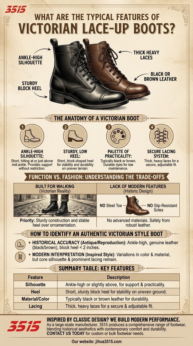 ما هي السمات النموذجية لأحذية فيكتورية برباط؟ دليل لتصميمها العملي والتاريخي دليل مرئي