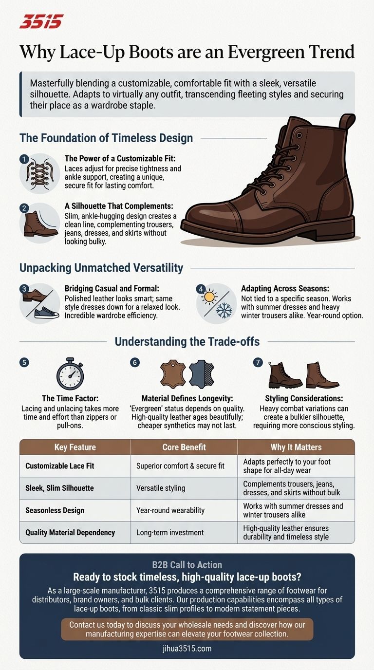 編み上げブーツはなぜ定番のトレンドであり続けるのか？時代を超越したスタイルと汎用性の秘密を解き明かす ビジュアルガイド