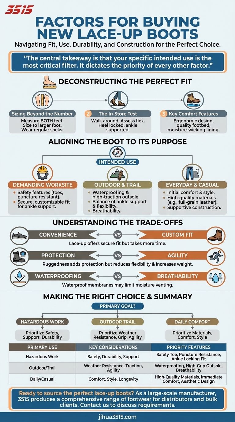 Quali fattori considerare quando si acquistano nuovi stivali stringati? Trova la calzata e lo scopo perfetti Guida Visiva