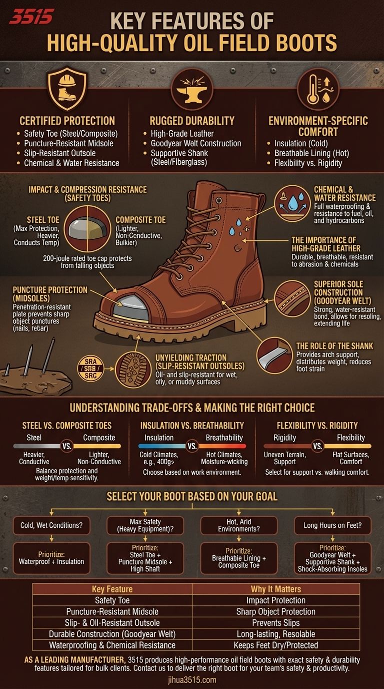 What are some key features to look for in high-quality oil field boots? Essential Safety & Durability Guide Visual Guide