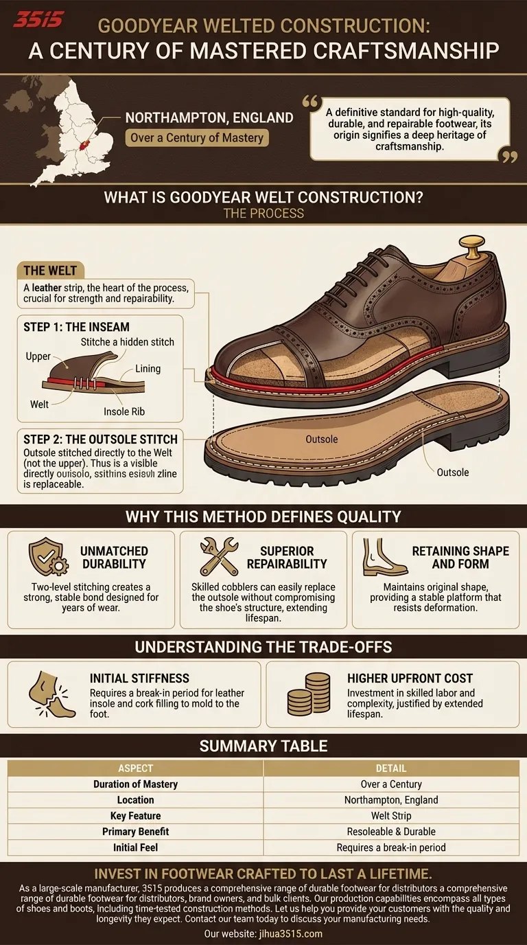 Depuis quand et où la construction Goodyear Welt est-elle maîtrisée ? Un siècle de savoir-faire Guide Visuel