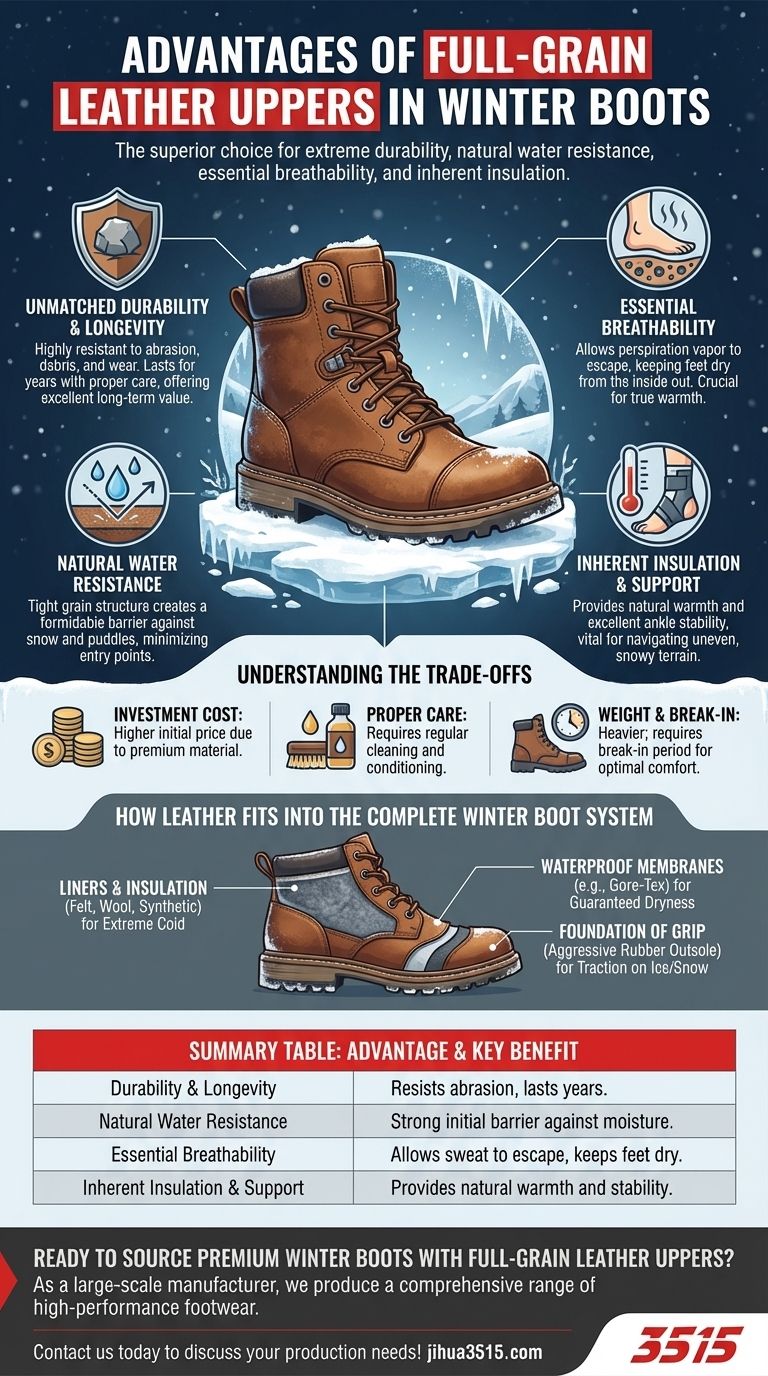 Was sind die Vorteile von Obermaterialien aus vollnarbigem Leder bei Winterstiefeln? Unübertroffene Haltbarkeit & Wärme Visuelle Anleitung