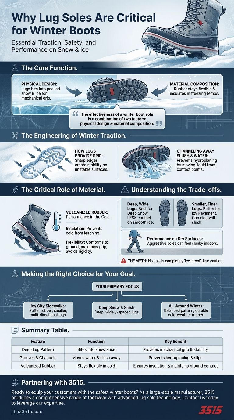 لماذا تعتبر النعلات المدعوسة مهمة في أحذية الشتاء؟ المفتاح للثبات والسلامة على الجليد دليل مرئي