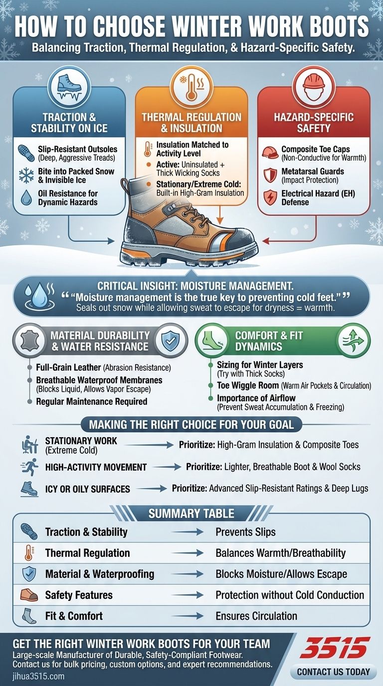 Que faut-il prendre en compte lors du choix de bottes de travail d'hiver ? Facteurs clés pour la sécurité et la chaleur Guide Visuel