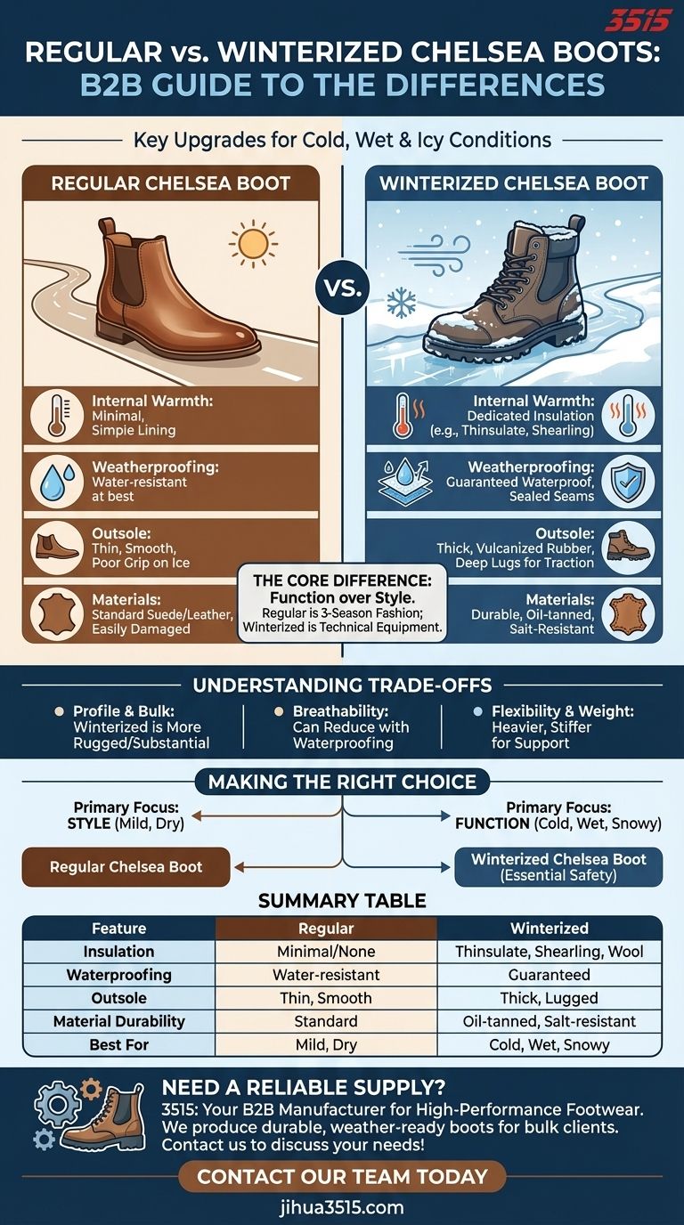 冬用チェルシーブーツは、通常のチェルシーブーツとどう違うのか？ 過酷な気象条件に対応する主な特徴 ビジュアルガイド