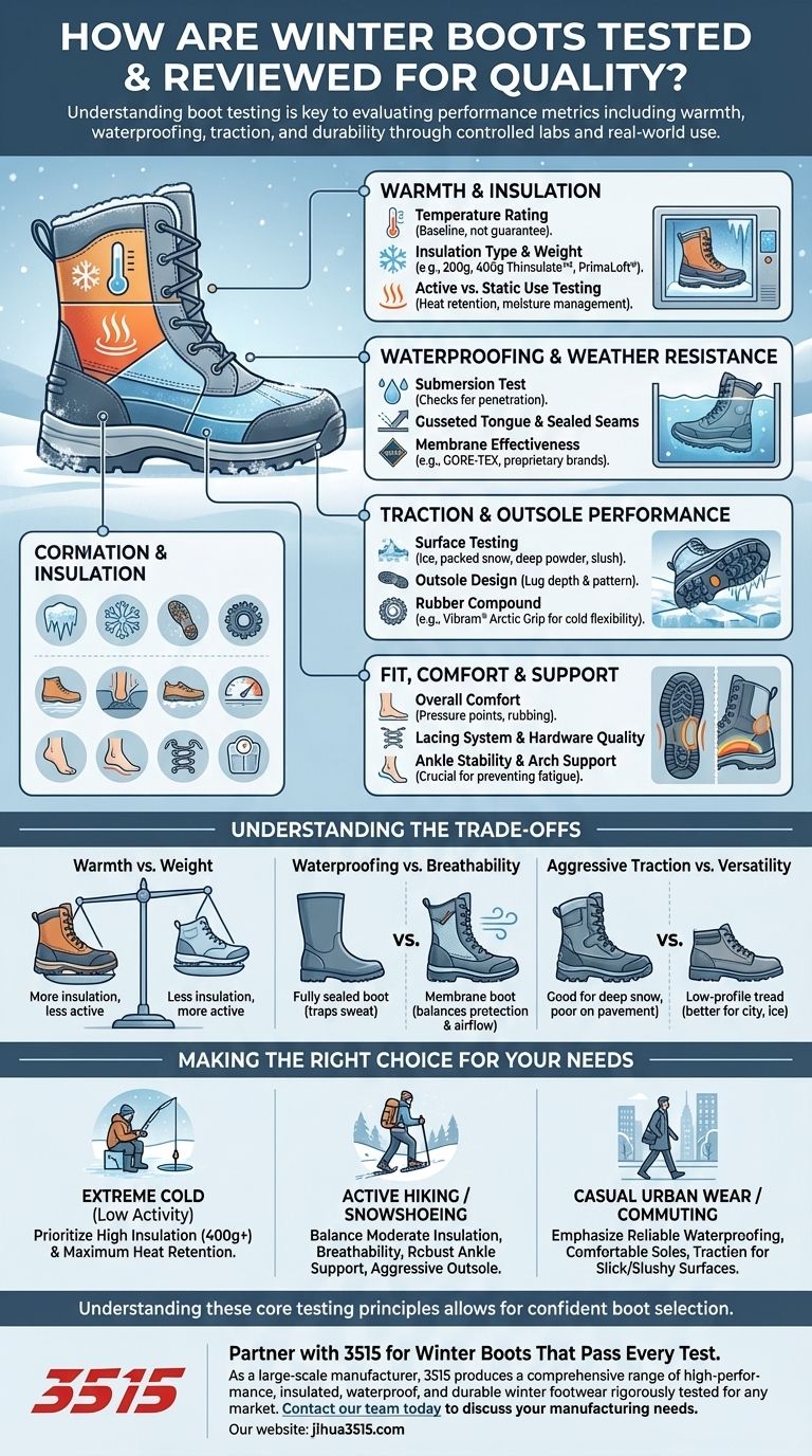 Comment les bottes d'hiver sont-elles testées et évaluées en termes de qualité ? Décoder les performances pour votre marché Guide Visuel