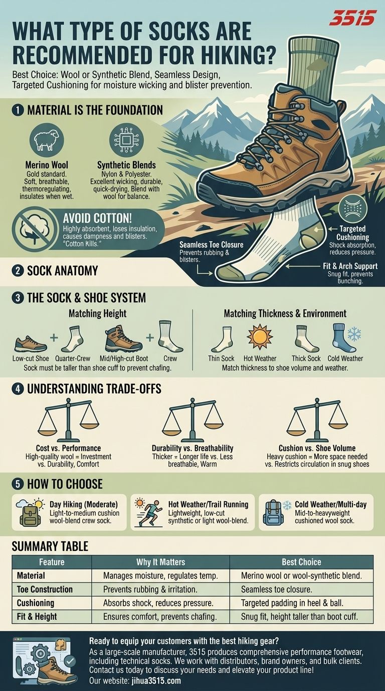 ما هو نوع الجوارب الموصى بها للمشي لمسافات طويلة؟ اختر الجورب المناسب للراحة ومنع البثور دليل مرئي