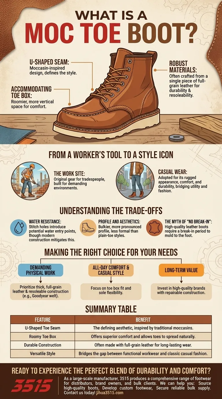 Qu'est-ce qu'une botte à bout mocassin ? Un guide de l'emblématique incontournable de l'habillement de travail et décontracté Guide Visuel