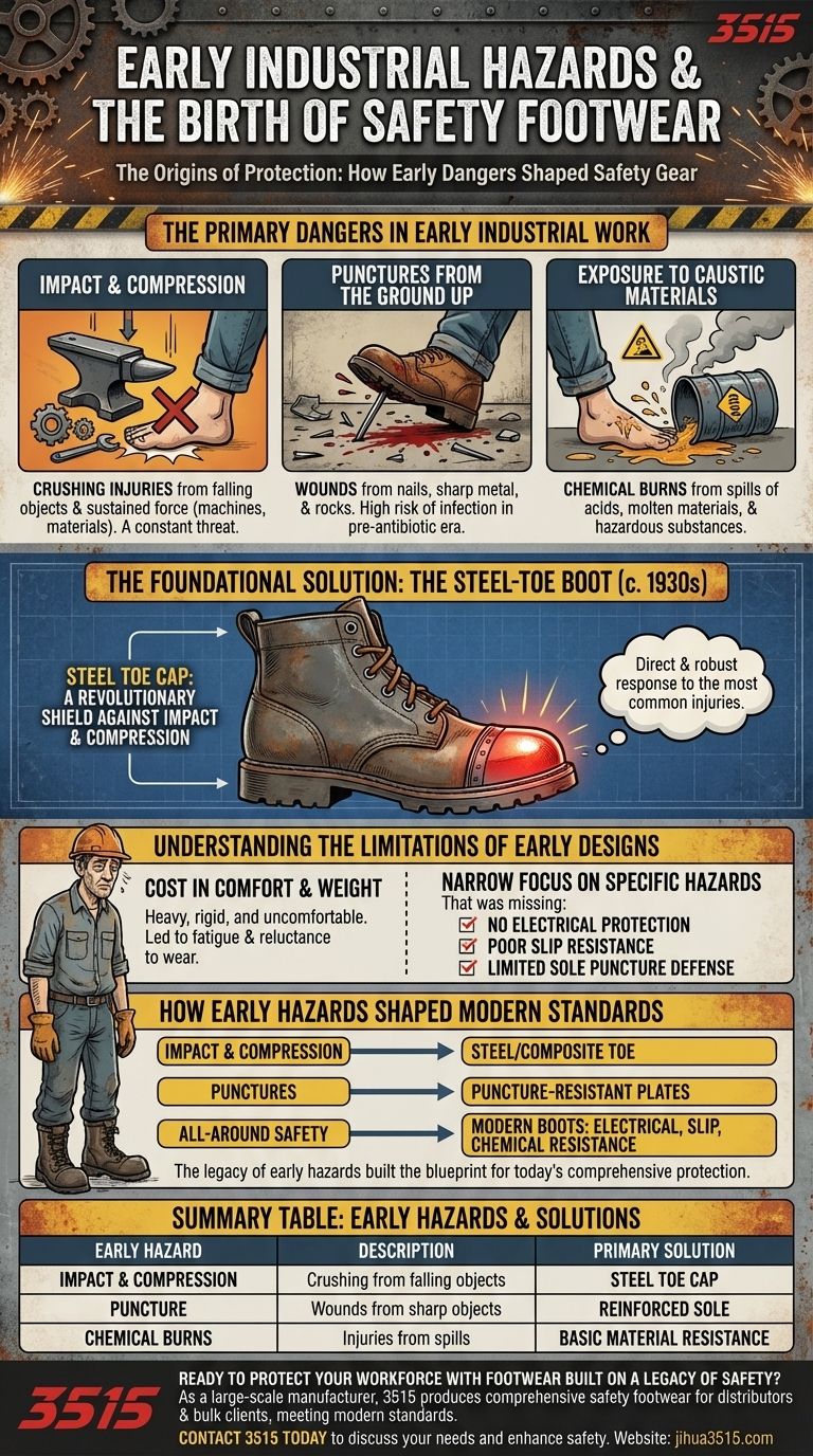 Какие ранние опасности устраняла защитная обувь? Руководство по основной защите ног Визуальное руководство