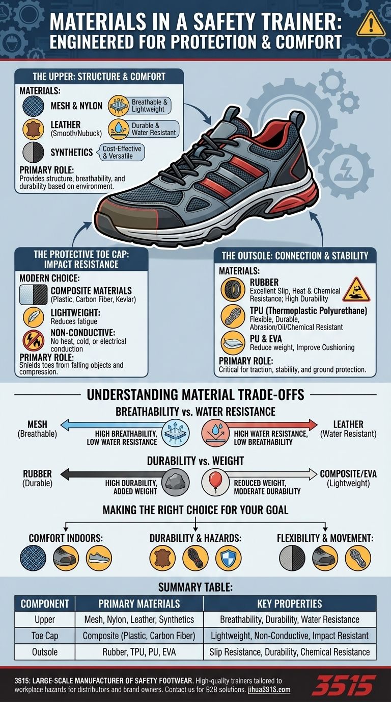 ¿Qué materiales se utilizan habitualmente en las zapatillas de seguridad? Una guía sobre los componentes del calzado de protección Guía Visual