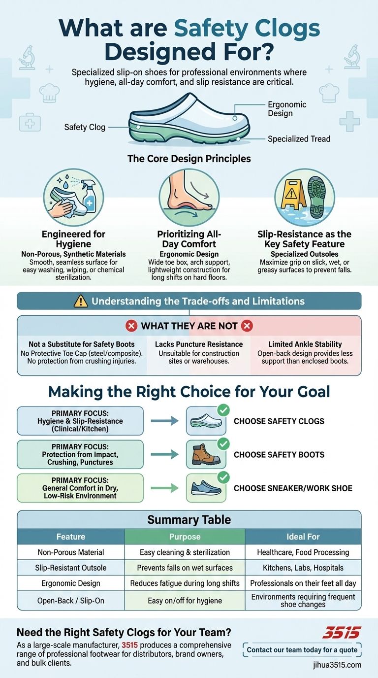 ¿Para qué están diseñados los zuecos de seguridad? La guía definitiva de calzado higiénico y antideslizante Guía Visual