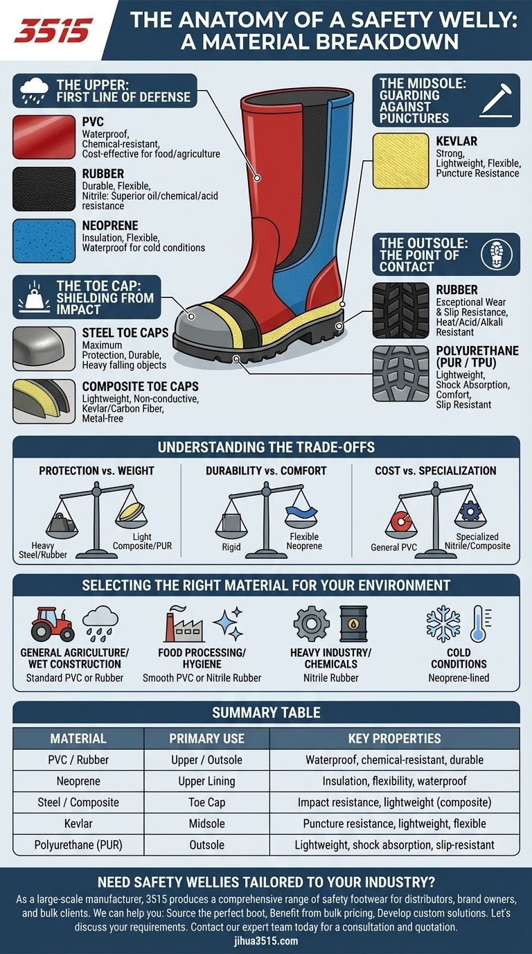 Какие материалы используются в защитных сапогах? Руководство по ПВХ, резине и композитной защите Визуальное руководство