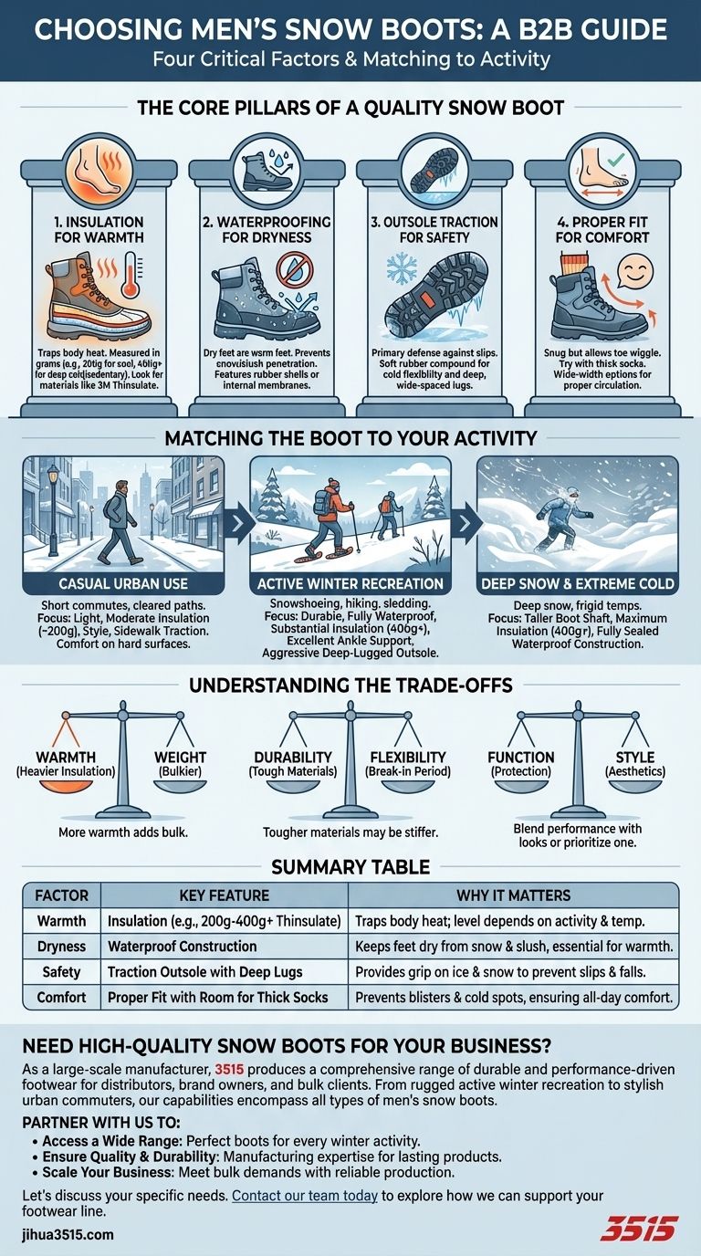 Que fatores devem ser considerados ao escolher botas de neve masculinas? Encontre a Bota Perfeita para as Suas Necessidades de Inverno Guia Visual