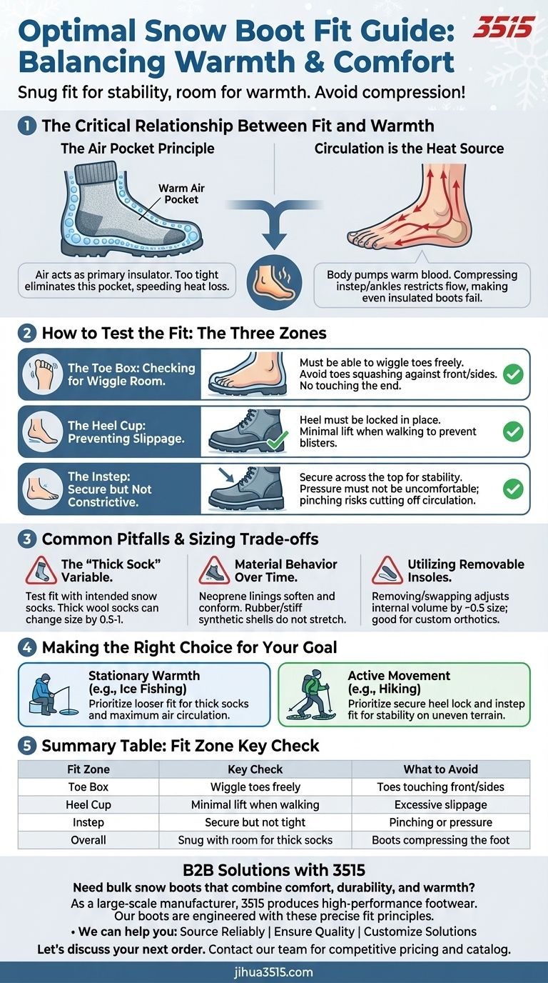 ¿Cómo deben quedar las botas de nieve para una comodidad óptima? Guía de calidez segura y ajuste perfecto Guía Visual