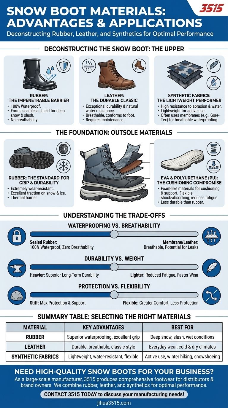 ¿Qué materiales se utilizan comúnmente en las botas de nieve y sus ventajas? Una guía sobre impermeabilización y durabilidad Guía Visual