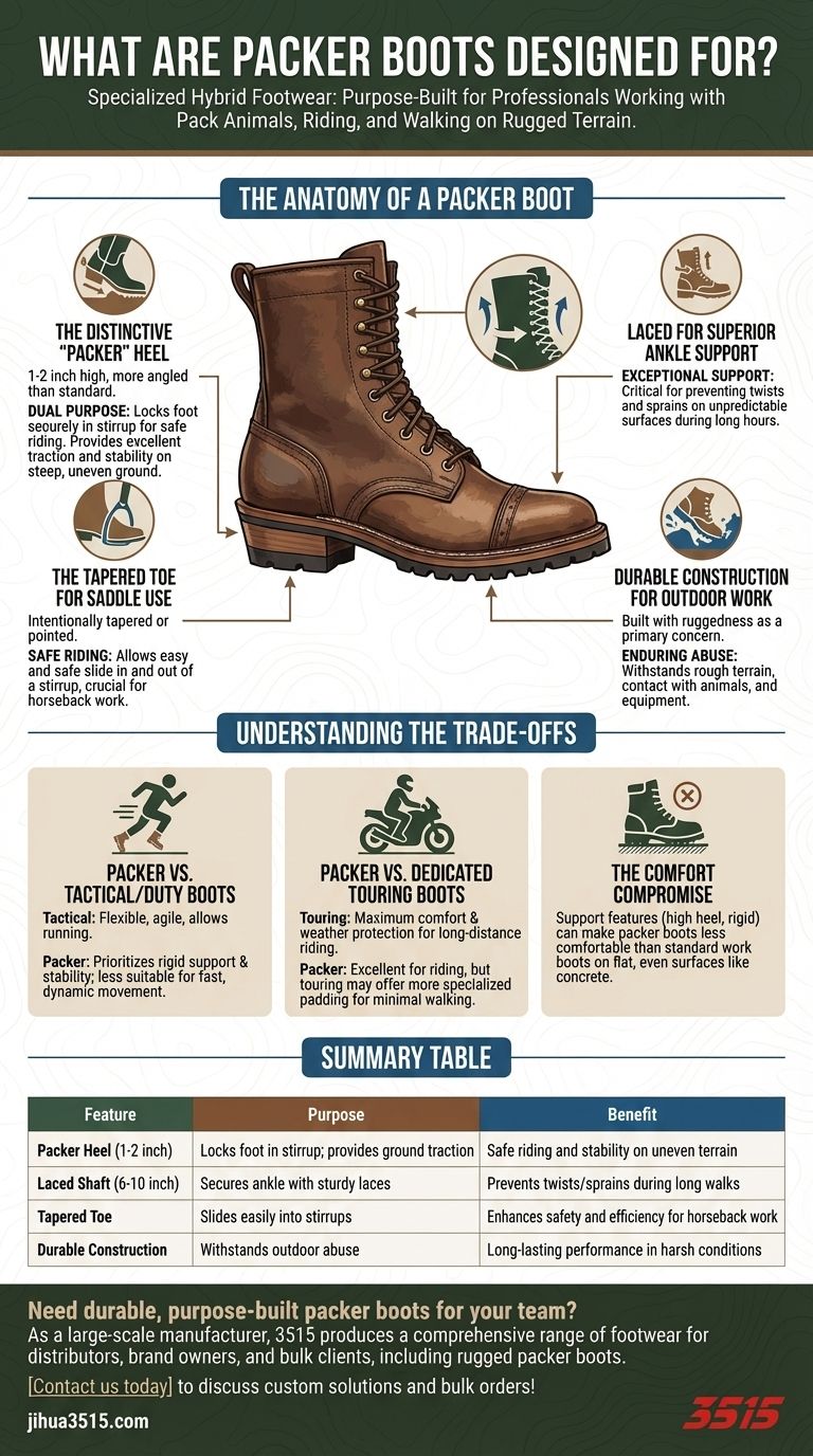 ¿Para qué están diseñados las botas packer? Una bota híbrida para montar y trabajar en terrenos difíciles Guía Visual