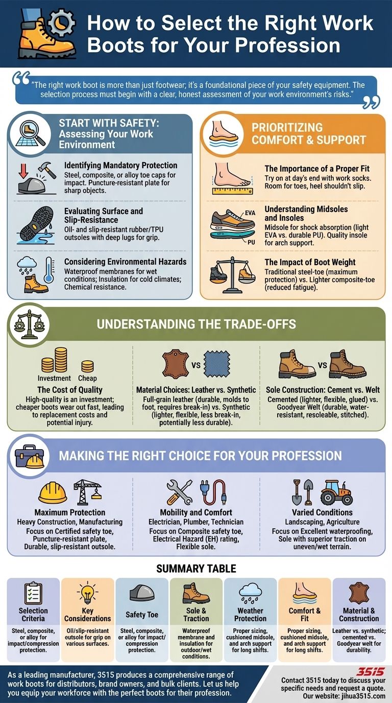 Come scegliere gli scarponi da lavoro giusti? Abbina i pericoli della tua professione per una sicurezza e un comfort ottimali Guida Visiva
