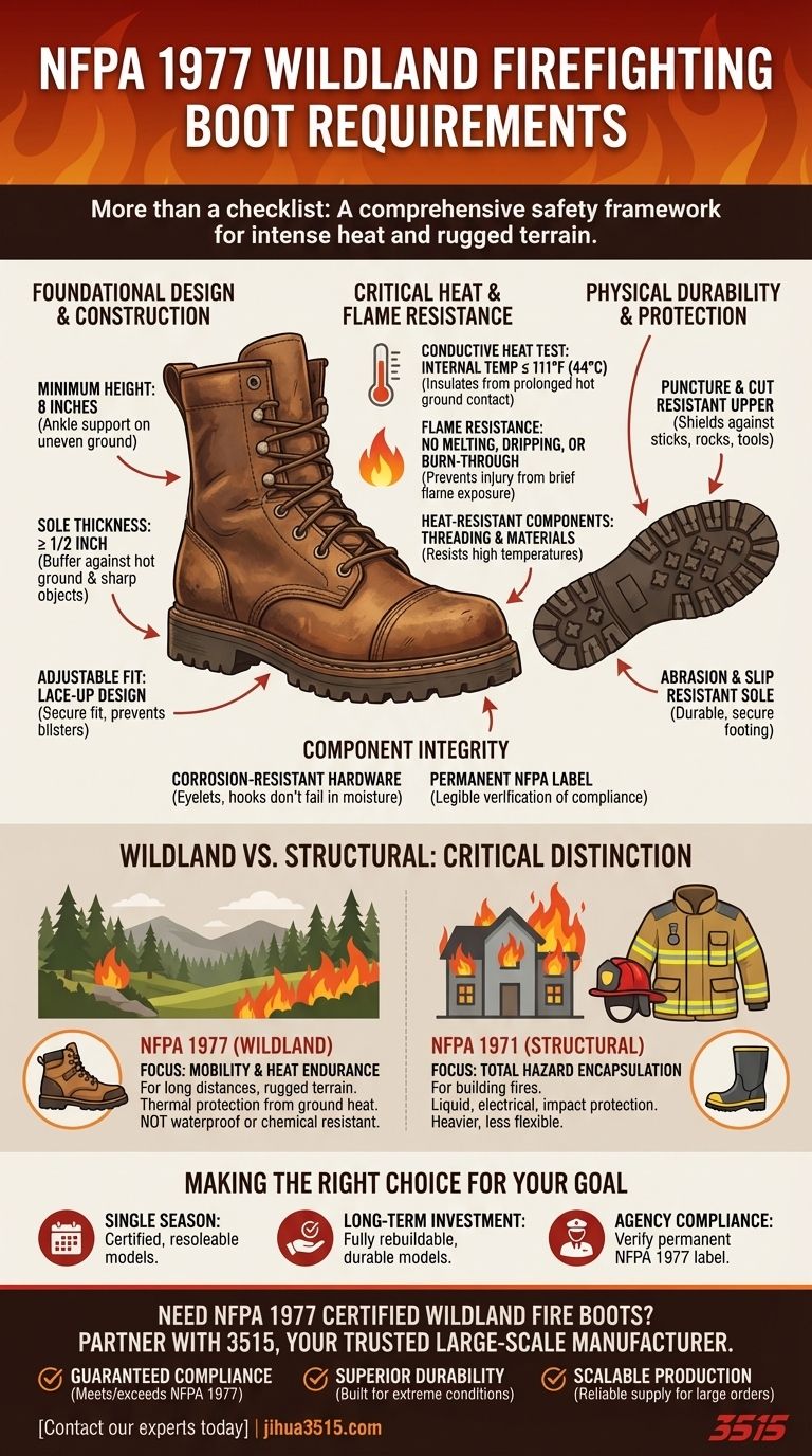 Quali sono i requisiti specifici per gli stivali da vigile del fuoco in aree selvagge secondo la NFPA 1977? Guida essenziale alla sicurezza Guida Visiva