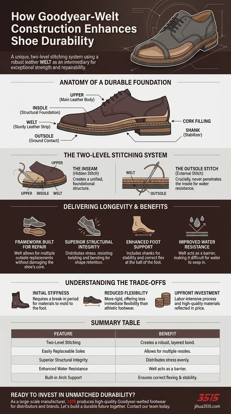 Wie verbessert die Goodyear-Rahmengenähte Machart die Haltbarkeit von Schuhen? Entwickelt für jahrzehntelanges Tragen Visuelle Anleitung