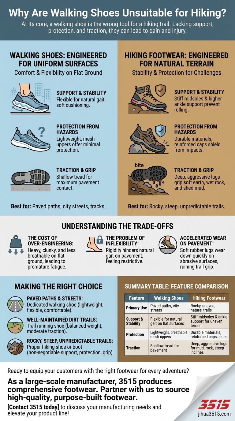 ウォーキングシューズはハイキングに適さないのはなぜですか？トレイルでの足の痛みや怪我を防ぐ ビジュアルガイド