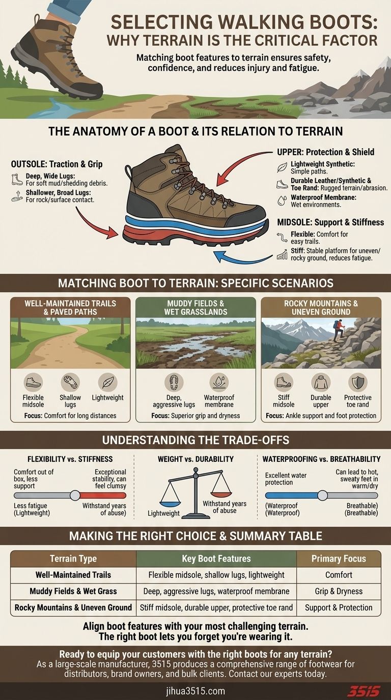 Pourquoi est-il important de tenir compte du terrain lors du choix des chaussures de marche ? Trouvez le ajustement parfait pour votre sentier Guide Visuel