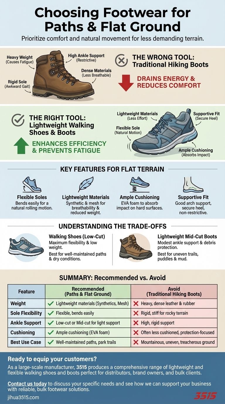 Quel type de chaussures de marche convient aux sentiers et aux terrains plats ? Privilégier le confort léger pour les longues marches Guide Visuel