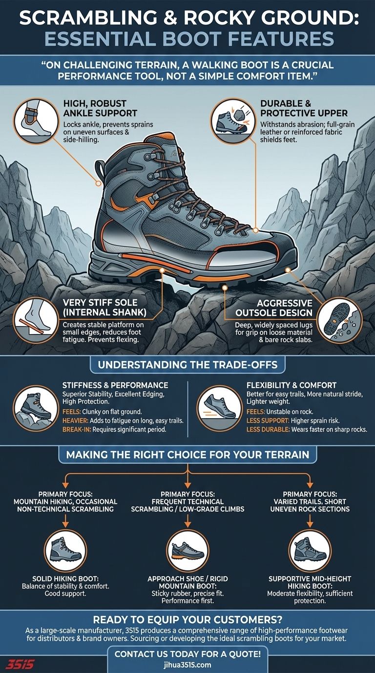 Quelles caractéristiques les chaussures de marche doivent-elles avoir pour les terrains rocheux et l'escalade? Stabilité et sécurité essentielles Guide Visuel