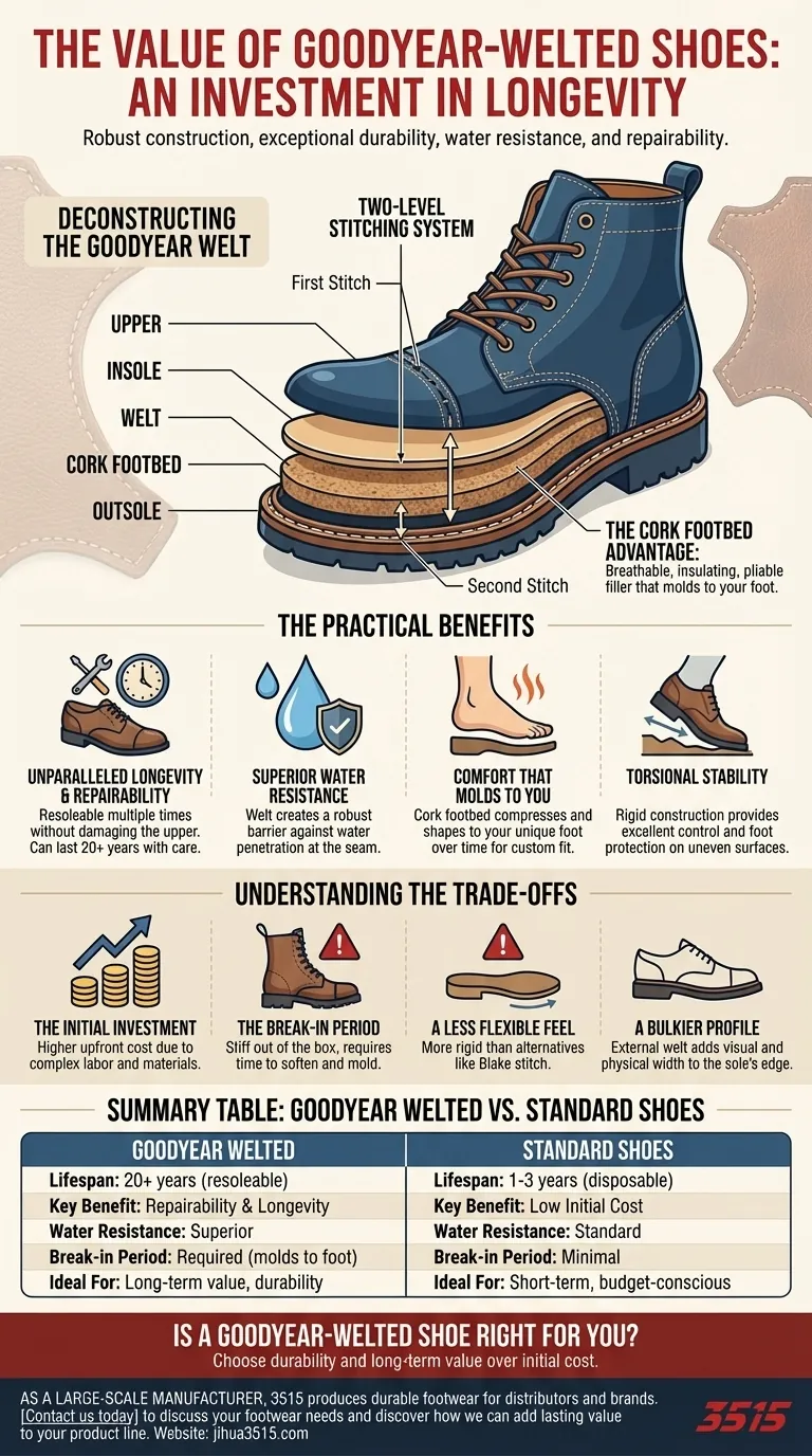 Qu'est-ce qui fait des chaussures Goodyear Welt un investissement rentable ? Des décennies de durabilité et un coût par port inférieur Guide Visuel