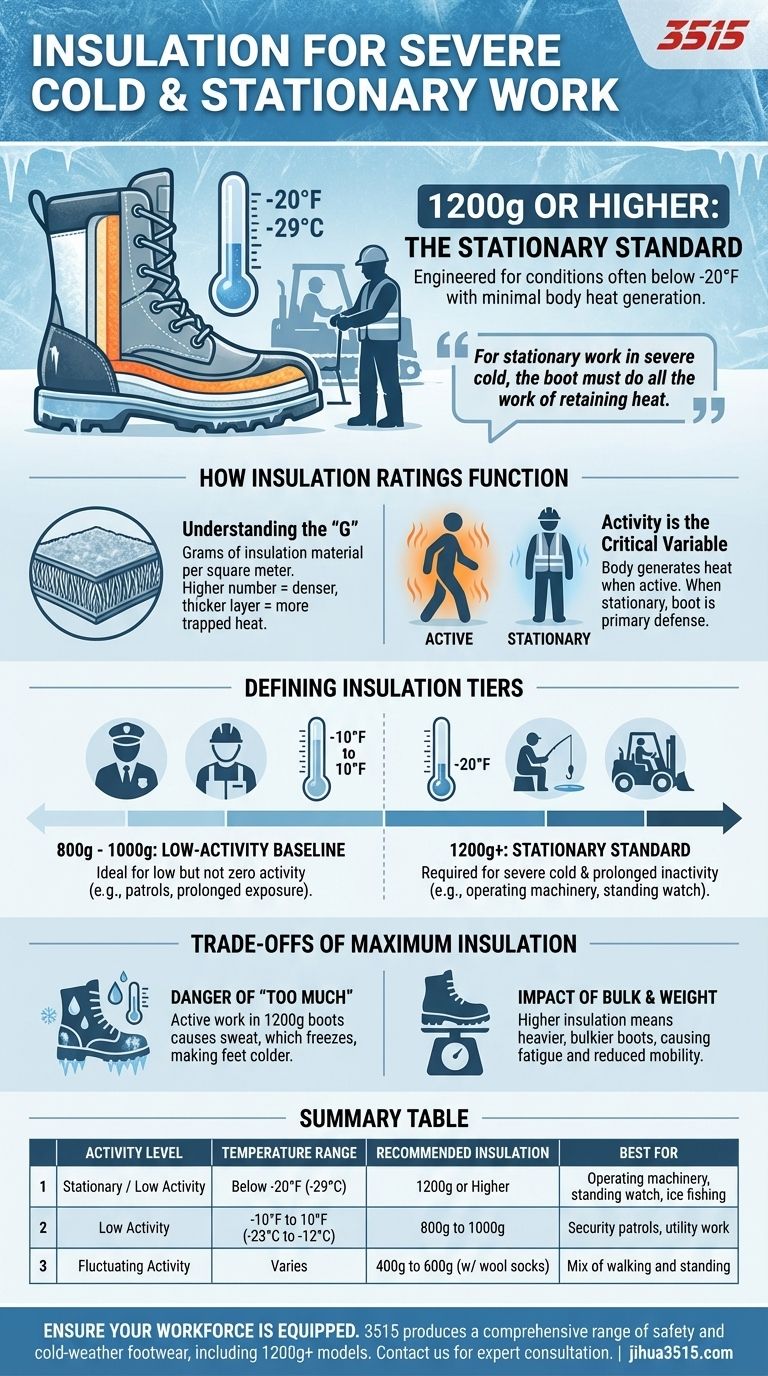 Quale livello di isolamento è necessario per il freddo intenso e il lavoro stazionario? 1200 g o superiore è essenziale Guida Visiva