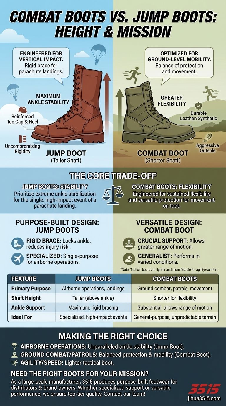 Quelle est la différence de hauteur entre les bottes de combat et les bottes de saut ? Un guide des chaussures conçues à des fins spécifiques Guide Visuel