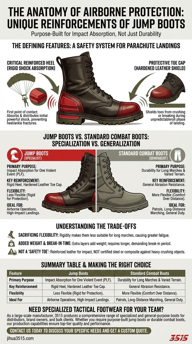 What reinforcement features are unique to jump boots? Purpose-Built Protection for Paratroopers Visual Guide