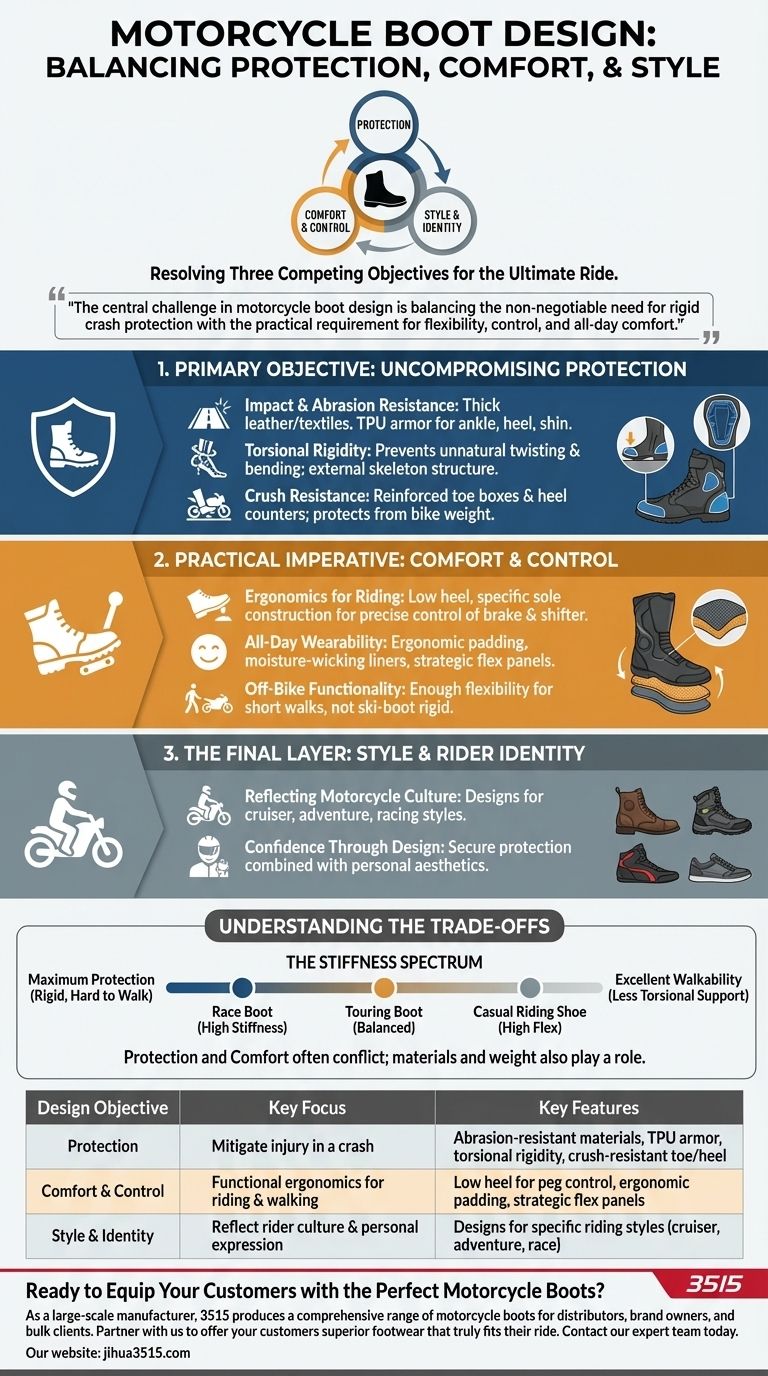 ¿Cuáles son los objetivos principales del diseño de botas de moto? Equilibrando protección, comodidad y estilo Guía Visual