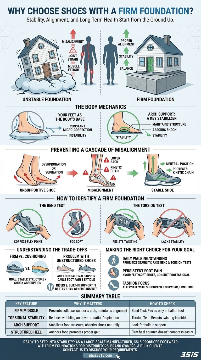 ¿Por qué es importante elegir zapatos con una base firme? Garantiza la estabilidad y alineación total del cuerpo Guía Visual