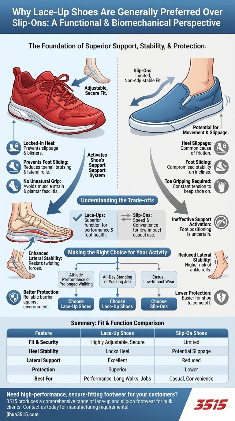 لماذا تُفضل الأحذية برباط بشكل عام على الأحذية سهلة الارتداء؟ اكتشف الدعم والثبات الفائقين دليل مرئي
