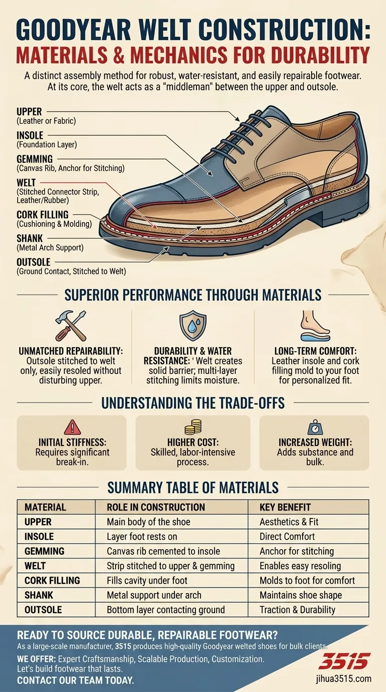Quels matériaux sont impliqués dans la construction Goodyear welt ? Un guide des chaussures durables Guide Visuel