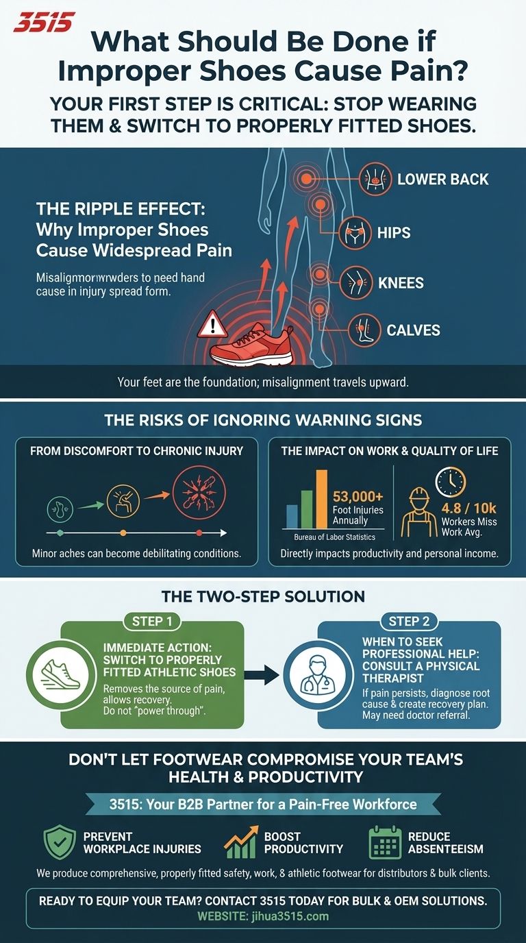 What should be done if improper shoes cause pain? A 2-Step Guide to Immediate Relief and Long-Term Health Visual Guide