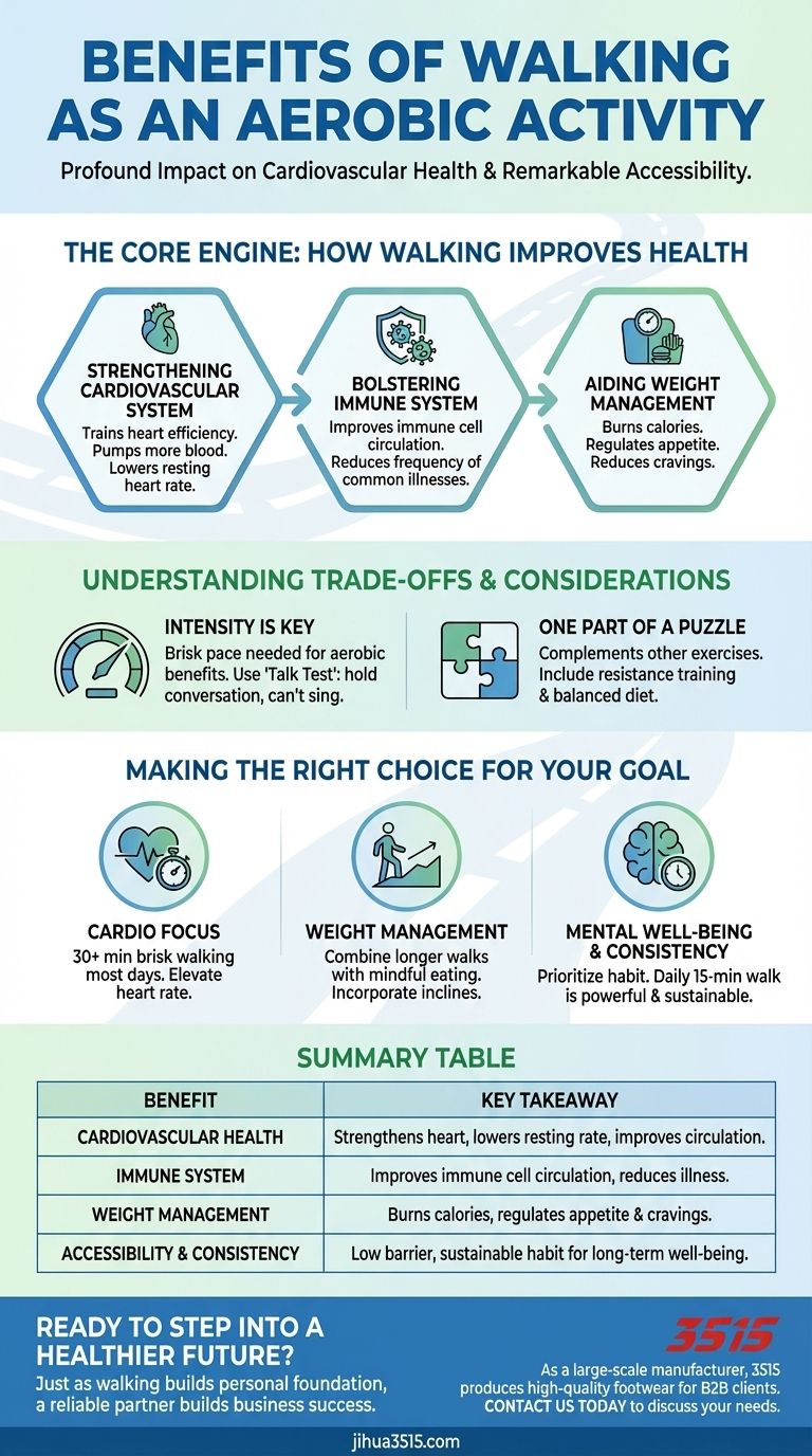 Quali sono i benefici della camminata come attività aerobica? Migliora la salute del cuore e l'immunità Guida Visiva