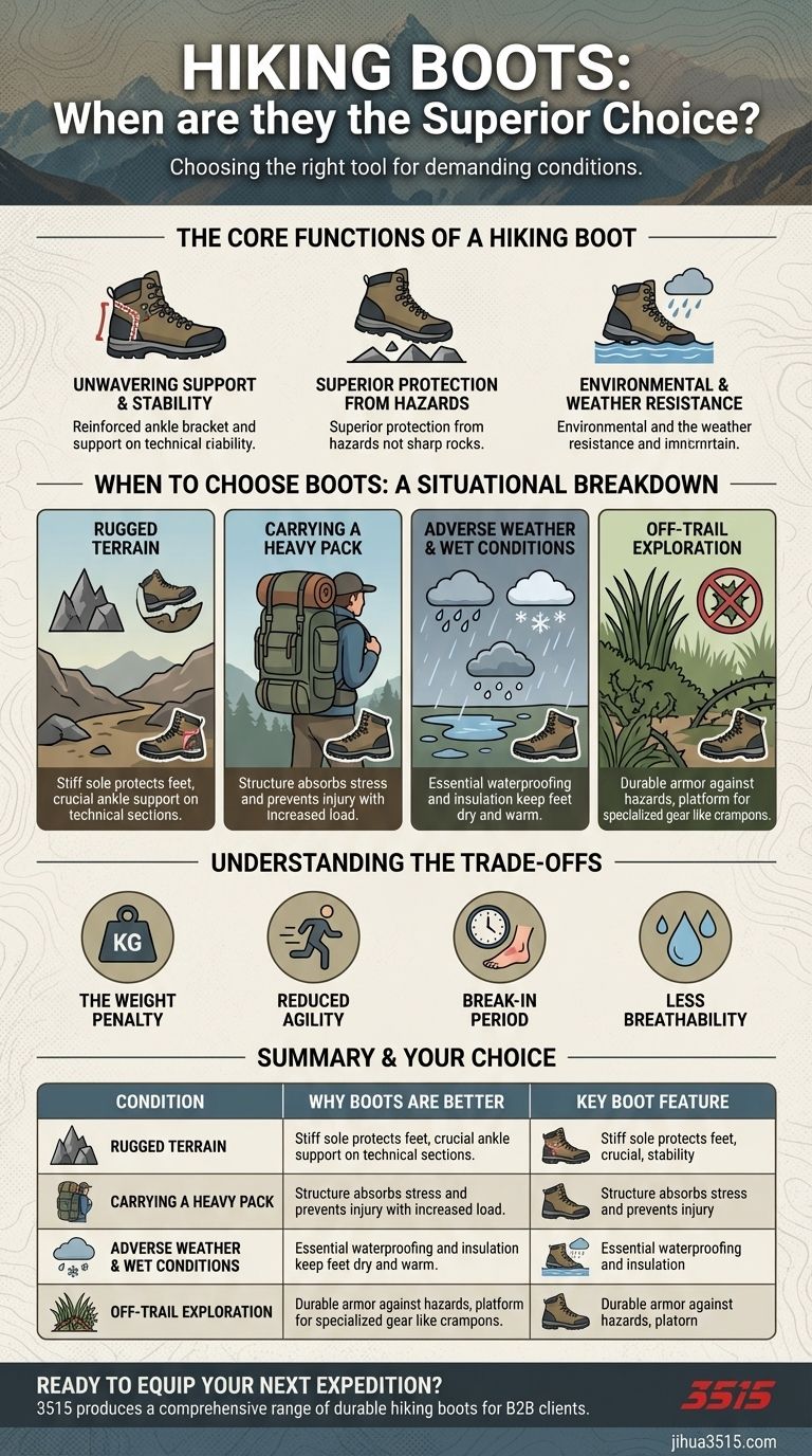 ¿Qué condiciones específicas hacen que las botas de montaña sean más adecuadas que el calzado ligero? Navega por terrenos difíciles de forma segura Guía Visual