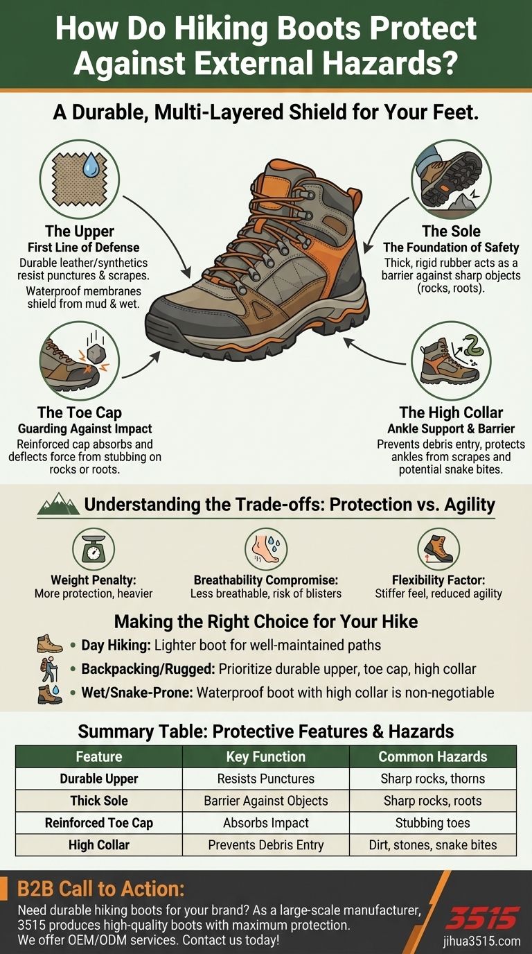 Come proteggono gli scarponi da trekking dai pericoli esterni? La tua guida alla sicurezza delle calzature da sentiero Guida Visiva