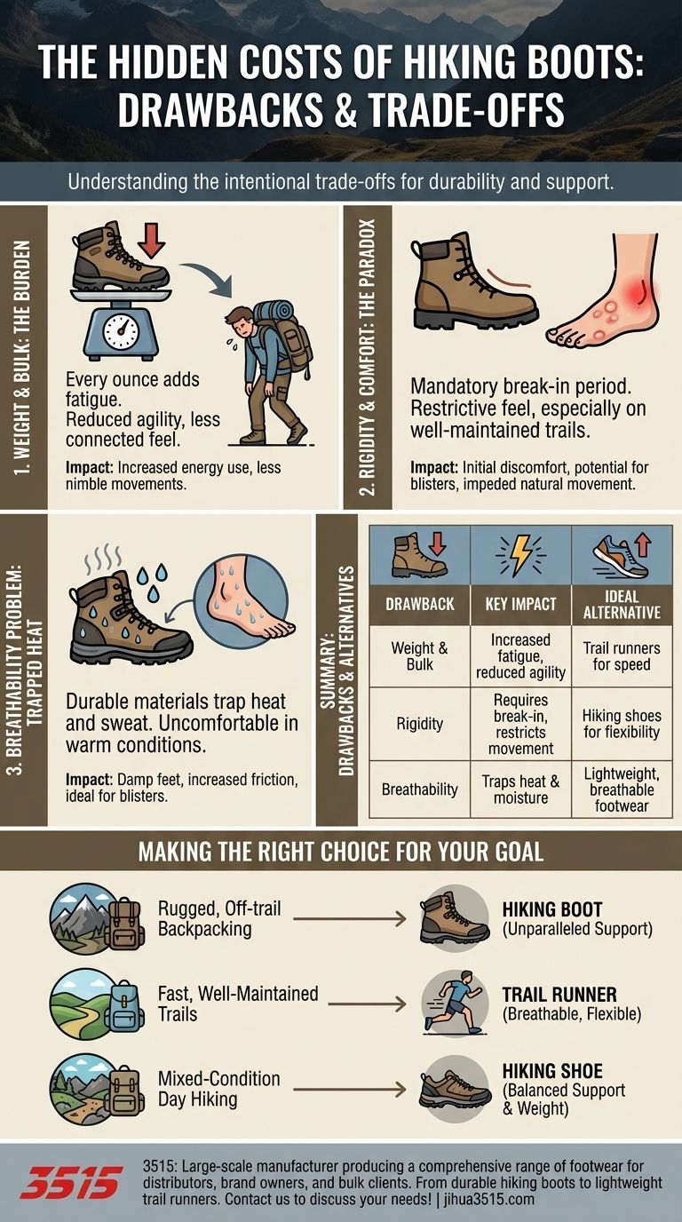 등산화의 잠재적인 단점은 무엇인가요? 견고한 신발의 장단점 이해하기 시각적 가이드