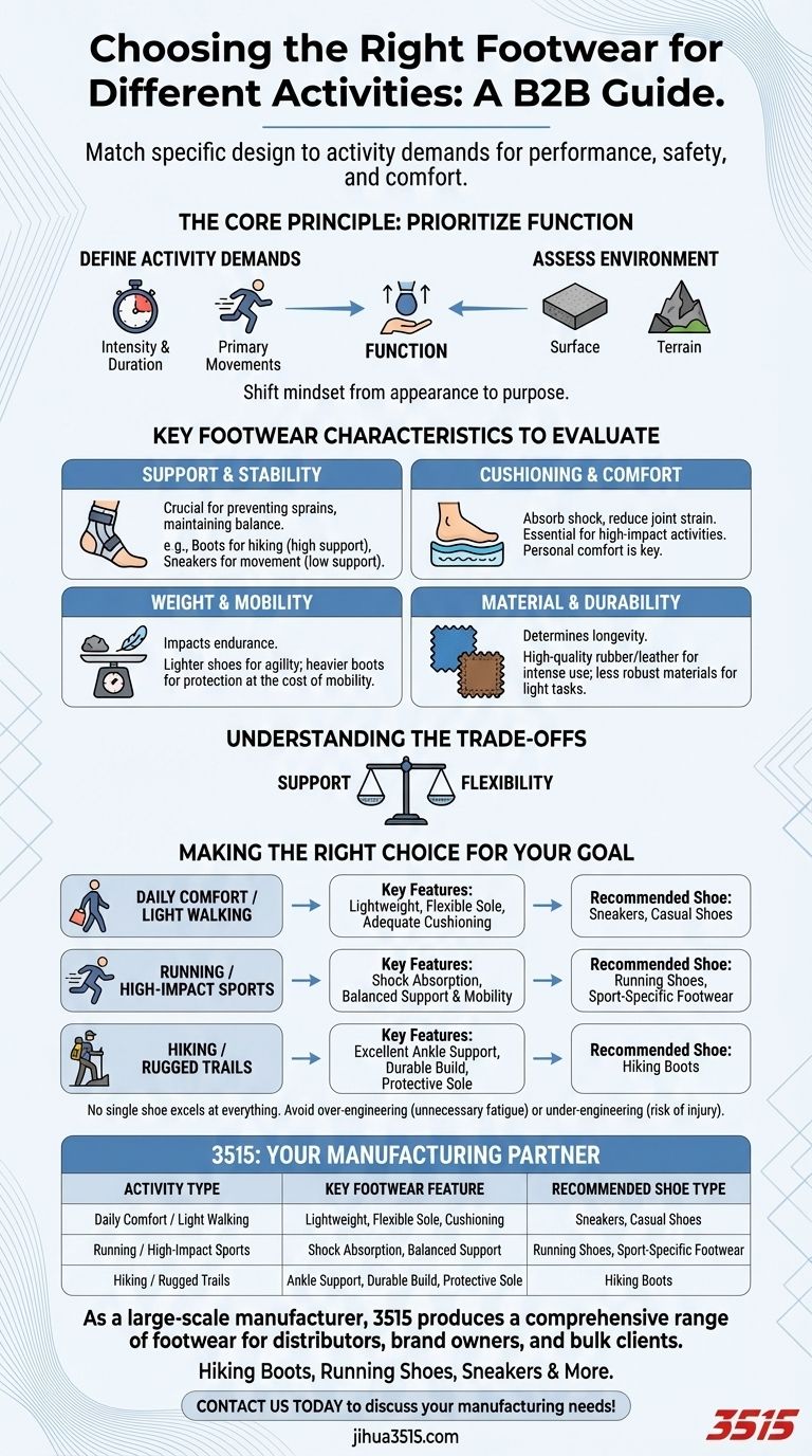 ¿Qué factores se deben considerar al elegir calzado para diferentes actividades? Maximizar el rendimiento y la seguridad Guía Visual