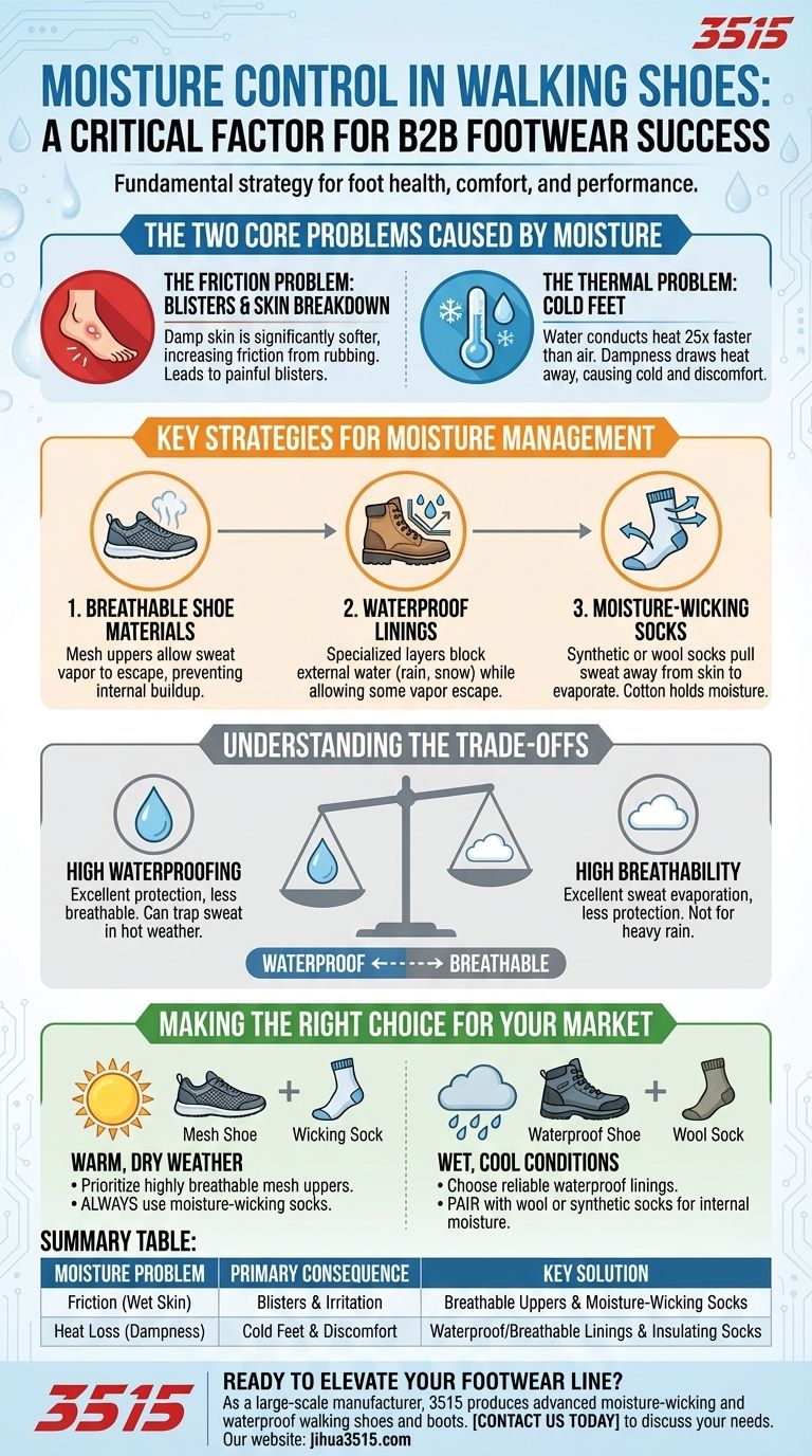 Pourquoi le contrôle de l'humidité est-il important dans les chaussures de marche ? Prévenir les ampoules et les pieds froids Guide Visuel