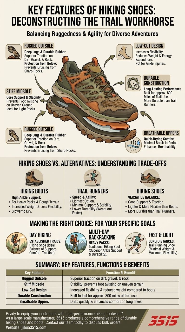 ハイキングシューズの主な特徴は何ですか？ トラクション、サポート、耐久性に関するガイド ビジュアルガイド