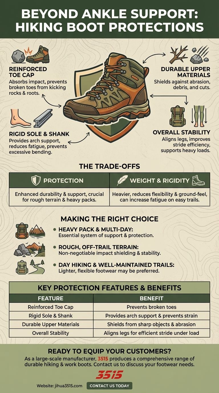 ما هي الحماية الإضافية التي توفرها أحذية المشي لمسافات طويلة بخلاف دعم الكاحل؟ اكتشف نظام الدروع الكامل لقدميك دليل مرئي