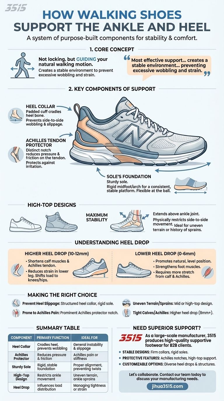 Come fanno le scarpe da passeggio a sostenere caviglia e tallone? Una guida per camminare in modo stabile e senza dolore Guida Visiva