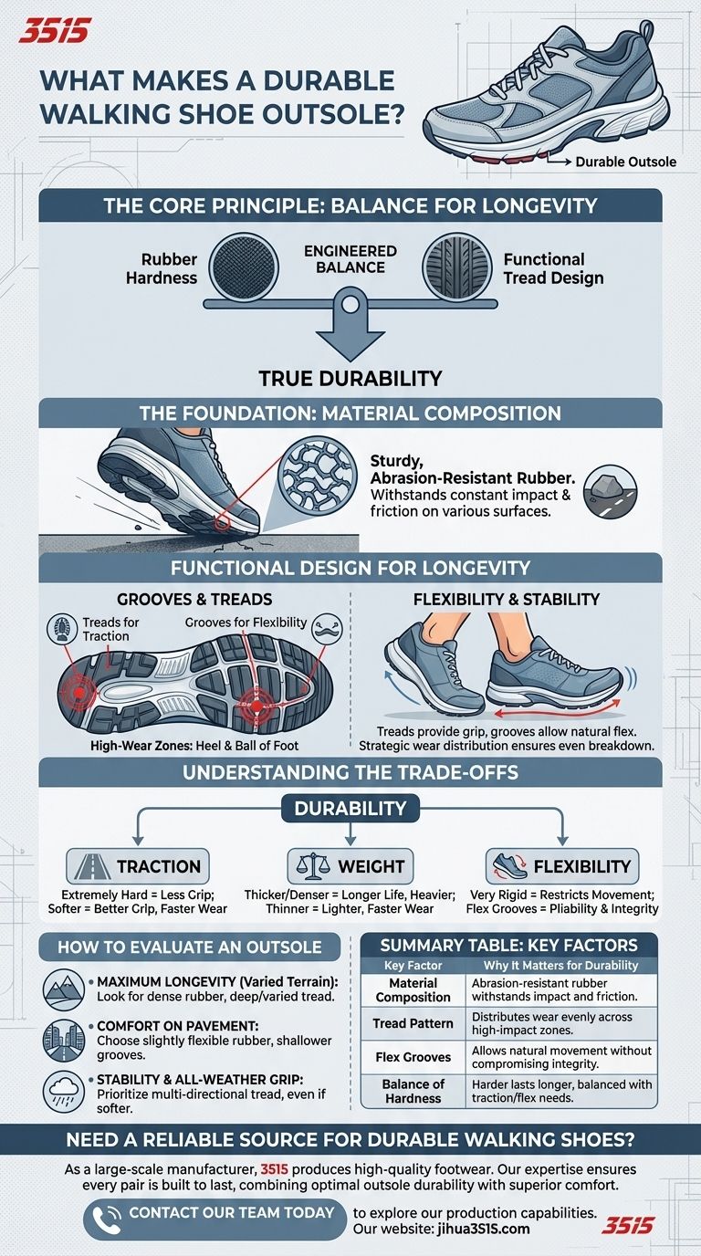 ما الذي يجعل النعل الخارجي متينًا لأحذية المشي؟ المفتاح للأحذية طويلة الأمد دليل مرئي