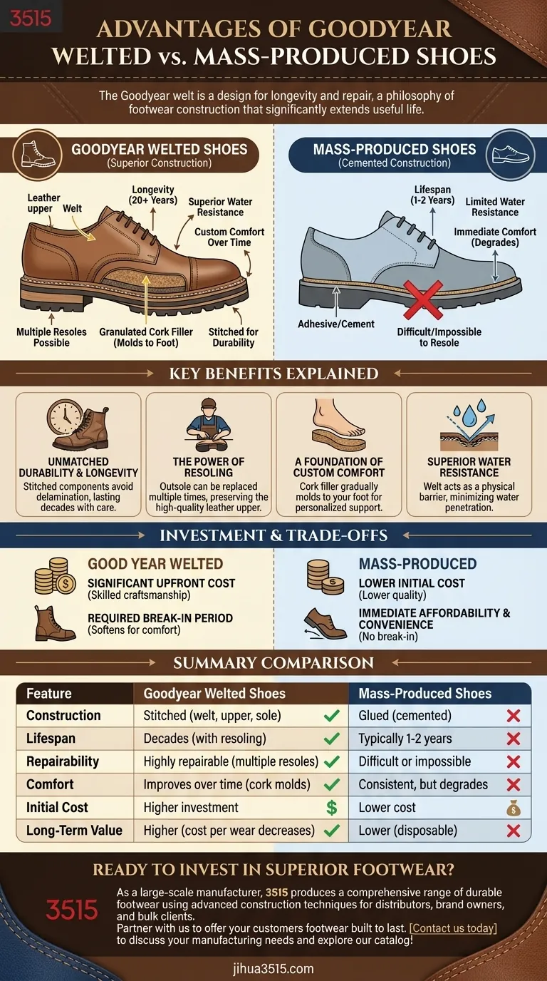 Quels sont les avantages des chaussures Goodyear cousues ? Durabilité et réparabilité inégalées pendant des décennies Guide Visuel